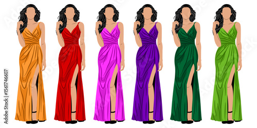 Vector illustration of beautiful woman wearing beautiful dress