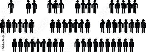 People 1, 2, 3, 4, 5, 6, 7, 8, 9, 10 icon set. Crowd signs. Containing participants, group, team, meeting, organization, community, population, audience, member, discussion, assembly, interview.