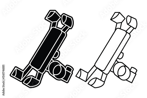 Mobile phone stand holder art silhouette vector line art on white background