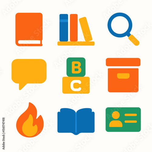 Colorful Librarian Icon Set