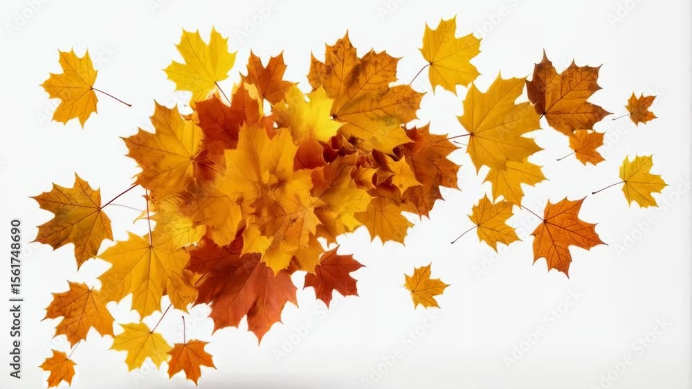 custom made wallpaper toronto digitalAutumn maple leaves in vibrant yellow and orange hues arranged on a clean white background for seasonal themes.