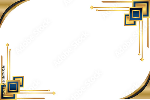 Elegant Gold and Blue Art Deco Frame Design Perfect for Luxury Invitations and Certificates