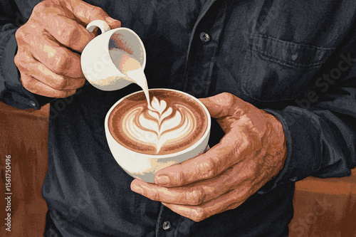 Steam & Swirl coffee latte art isolated watercolor vector illustration svg