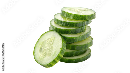Photos cucumber slices stack  isolated on a transparent background