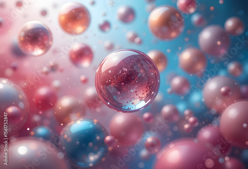 Wallpaper Mural Shimmering spheres floating abstractly bubbles pink Torontodigital.ca