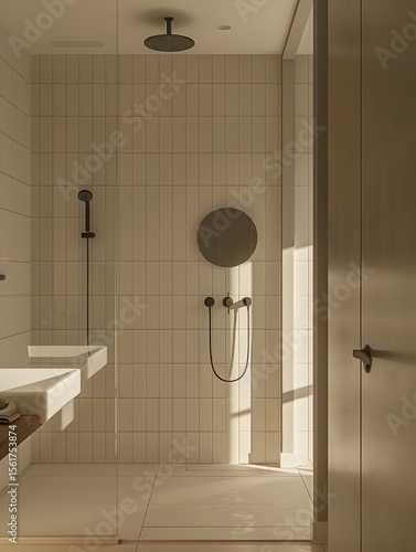 Sleek and Minimalist Bathroom Design with Ample Natural Lighting