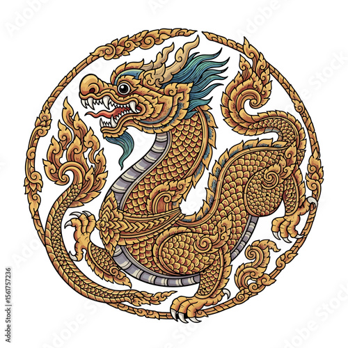 Traditional Chinese dragon illustration with intricate design and vibrant colors