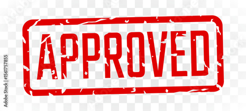 Approved stamp red ink rectangle grunge style. Vector illustration
