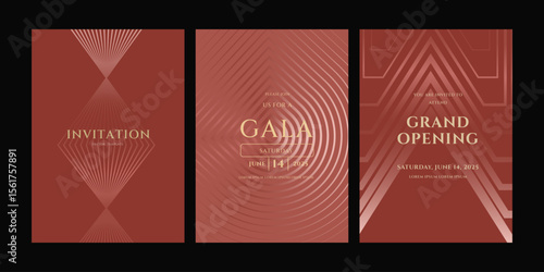 Elegant Red Geometric Gala Grand Opening Invitation Templates