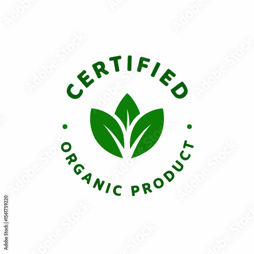 A certified organic product logo with green leaves in a circular design