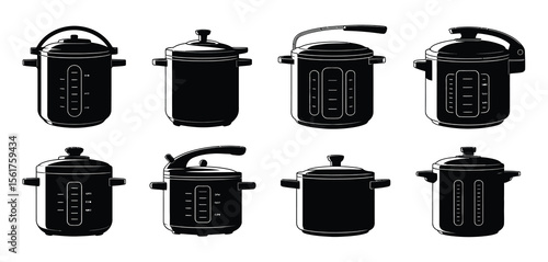 Variety Of Modern Pressure Cookers And Pots
