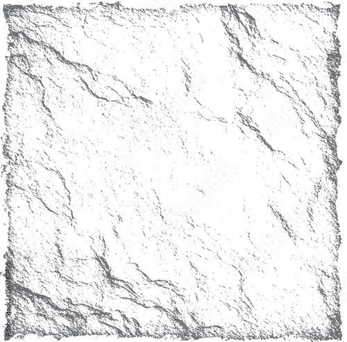 Wrinkled paper texture vector with grunge edge. Distressed square background element with rough surface design for vintage overlay and retro art.
