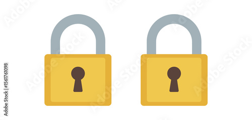 Two Simple Gold Padlocks with Keyholes