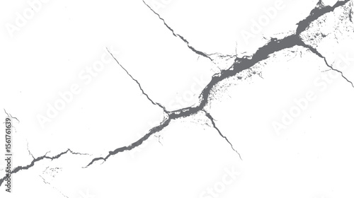 Grunge cracked wall texture vector background. Distressed concrete surface design with rough fracture lines. Abstract broken damage pattern art.
