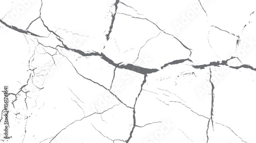 Grunge cracked wall texture vector background. Distressed concrete surface design with rough fracture lines. Abstract broken damage pattern art.
