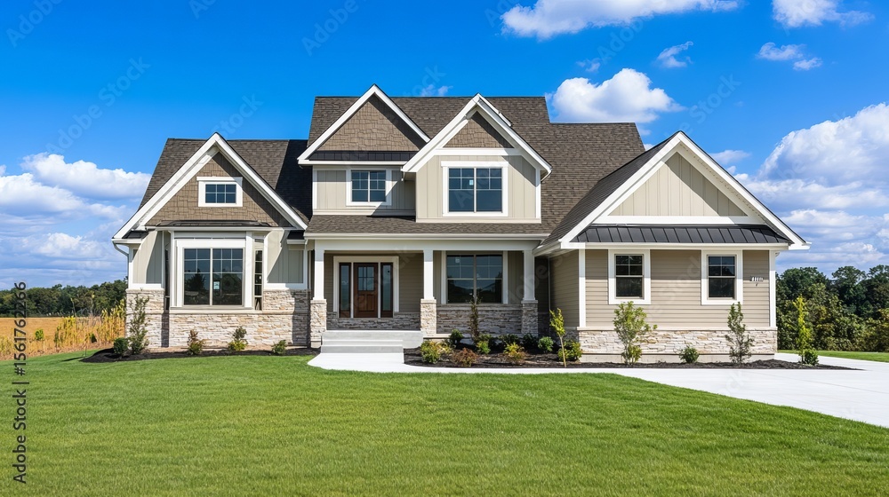 Obraz premium Cream and tan colored new home build