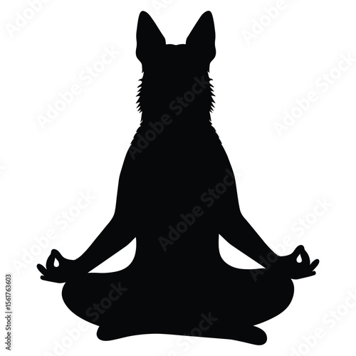 German Shepherd Funny Yoga Silhouette Vector, German Shepherd Dog Silhouette