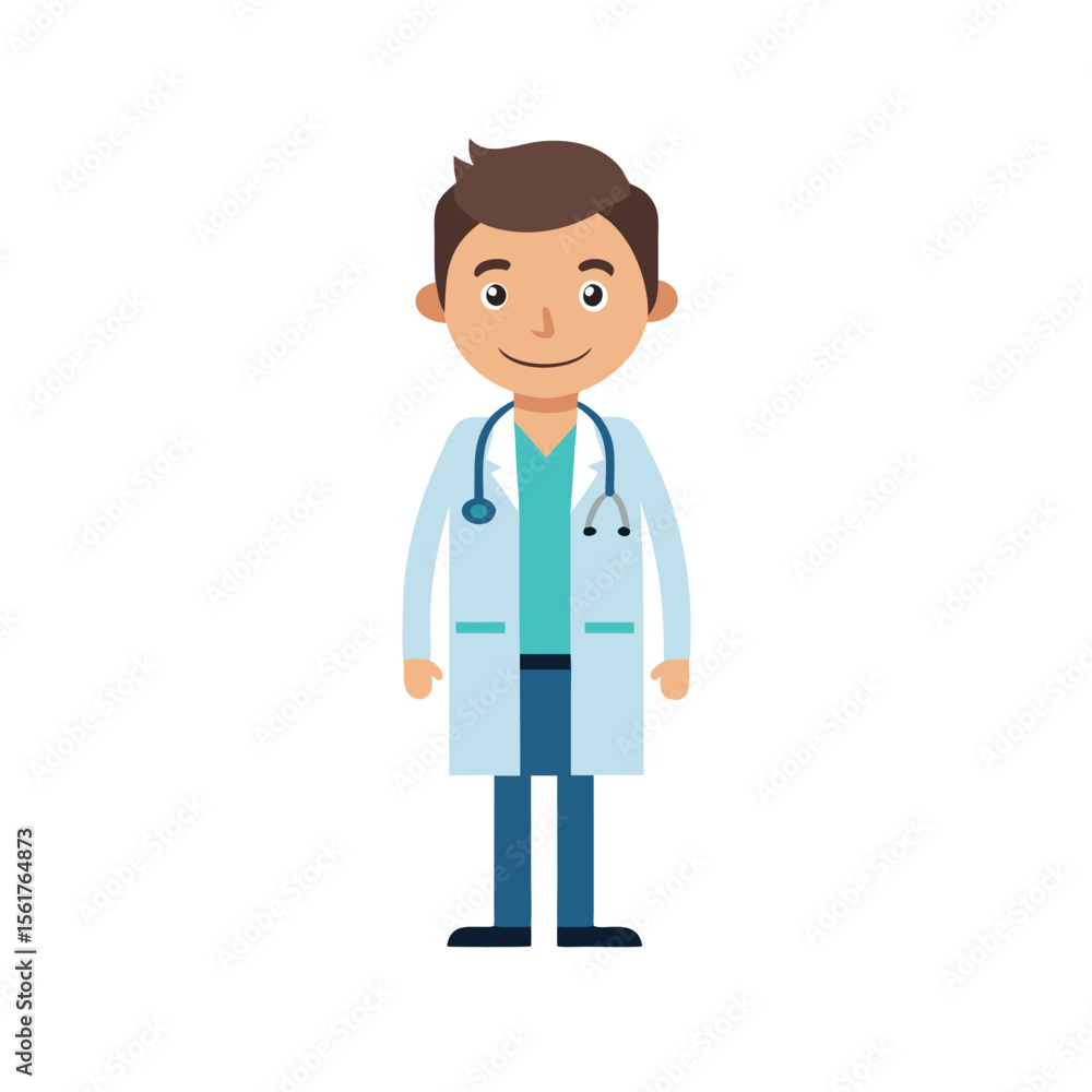 Young doctor cartoon character illustration Young doctor cartoon character illustration