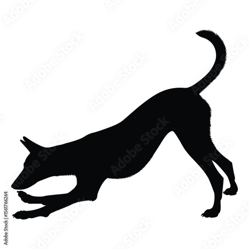 German Shepherd Funny Yoga Silhouette Vector, German Shepherd Dog Silhouette