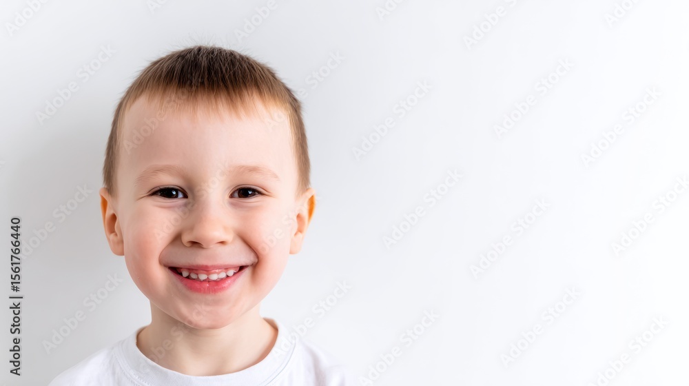 Happy Child with Big Smile Posing Against a White Background Happy Child with Big Smile Posing Against a White Background
