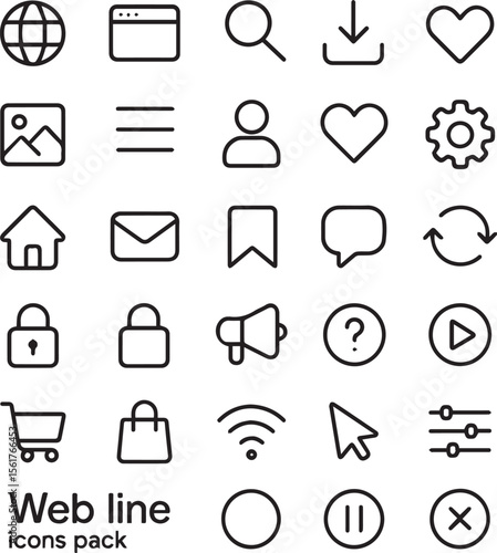 Minimal Web Line Icons Pack – 30 High-Quality Vector Symbols