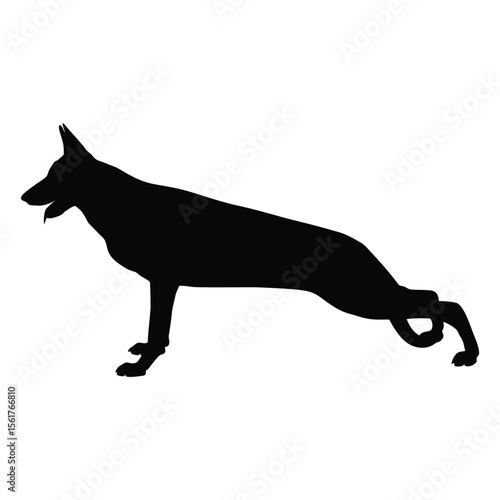 German Shepherd Funny Yoga Silhouette Vector, German Shepherd Dog Silhouette