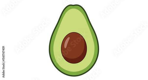 Half Avocado Icon with Seed Illustration