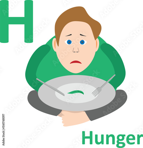 Adult alphabet, joke, letter H, hunger