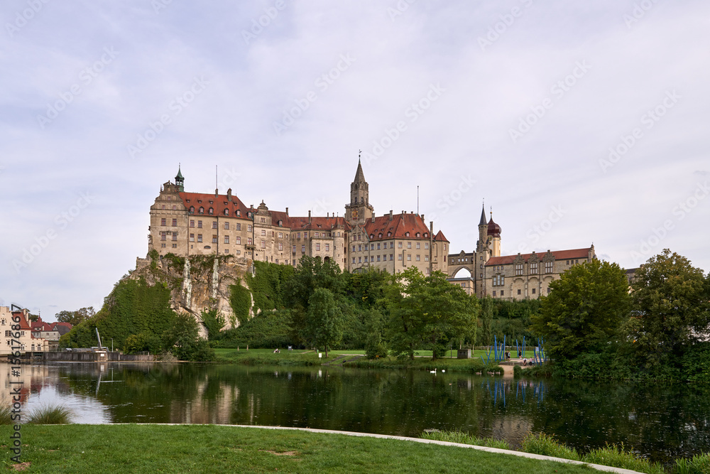 Naklejka premium Sigmaringen, Germany - located in the Black Forest, very close to the source of the river Danube, Sigmaringen is famous for its Medieval fortress