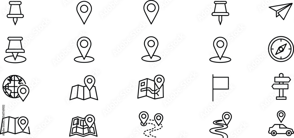 Fototapeta premium Landkarte, Navigation Icon Sammlung