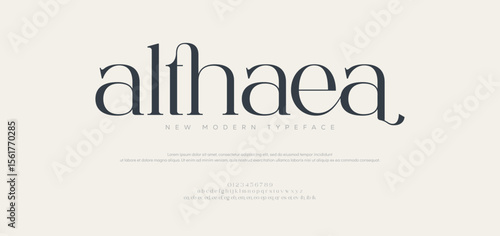 Althaea Luxury letter font and tech typeface. Typography classic lettering serif fonts decorative wedding vintage retro logos, design for fashion, beauty shop and brand. vector illustration