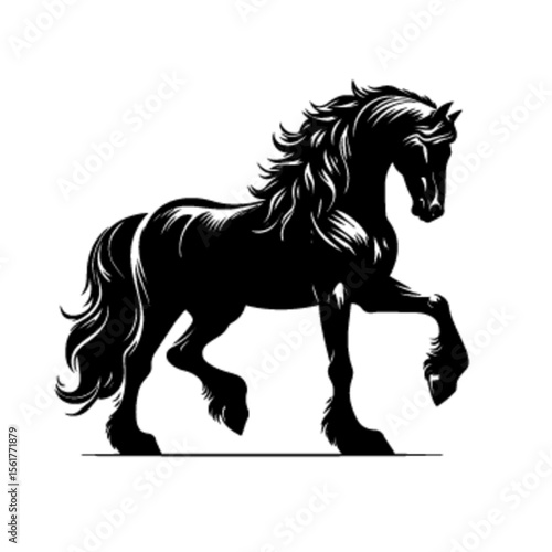 Horse No 2 Vector Illustration – Elegant Trotting Stallion Clipart Design