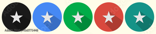 Round colored star buttons. Star icons. Star buttons set	