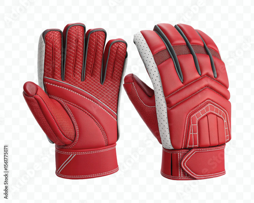 realistic 3d wicketkeeper or hand gloves front and back view in different color style isolated on transparent background