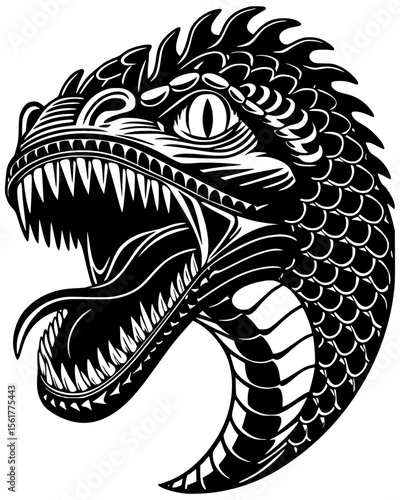 Dragon head in a vector image with a transparent background.