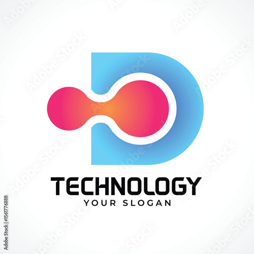 D tech, Technology letter Logo