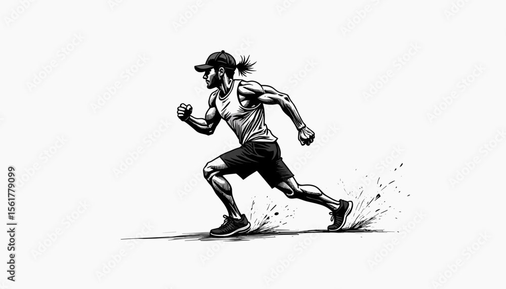 Fototapeta premium Athletic man running in a dynamic pose