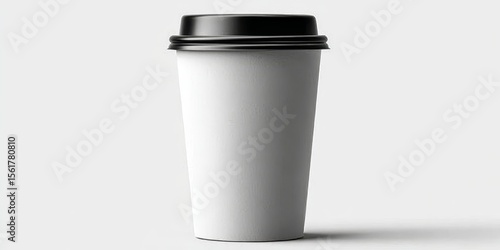 Wallpaper Mural Mockup of a Paper Cup with a Black Plastic Lid for Coffee, Tea, and Cappuccino on White Background Torontodigital.ca