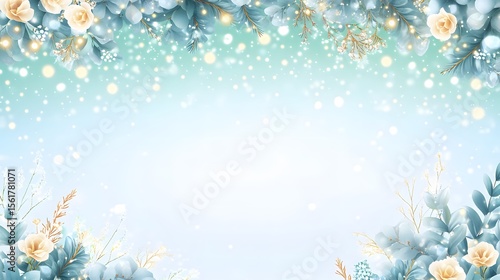 Elegant Winter Floral Border Design Background