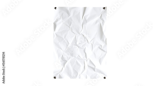 White paper rumpled poster template blank glued creased paper sheet blank mockup white wrinkled post