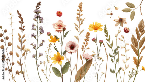 Collection of pressed dry garden flowers and leaves  decorative gardening wedding or herbarium de (2)