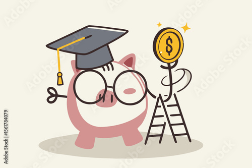 
Education fund, cost and expense in books, course study, saving money to achieve degree and graduation concept