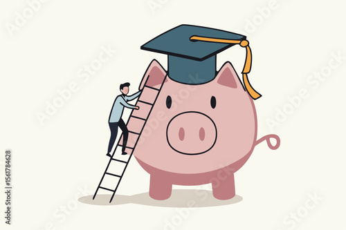  Education fund, cost and expense in books, course study, saving money to achieve degree and graduation concept