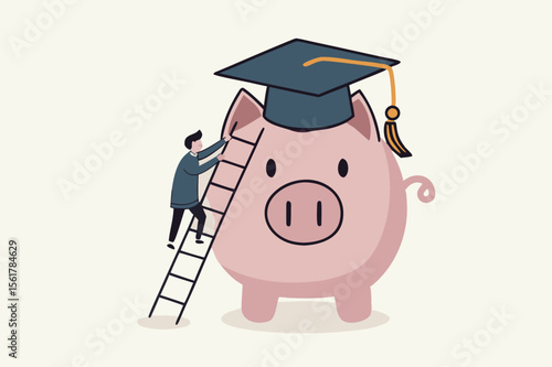  Education fund, cost and expense in books, course study, saving money to achieve degree and graduation concept