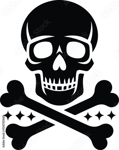 Skull death flat vector silhouette