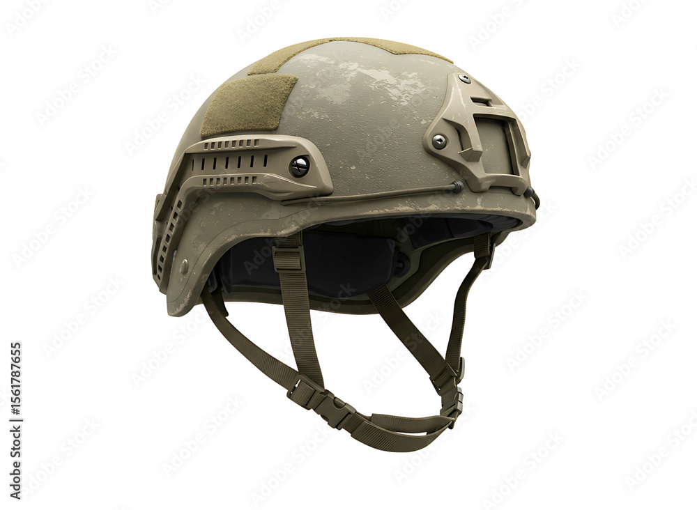 Fototapeta premium Tactical military helmet with night vision goggles isolated on transparent background