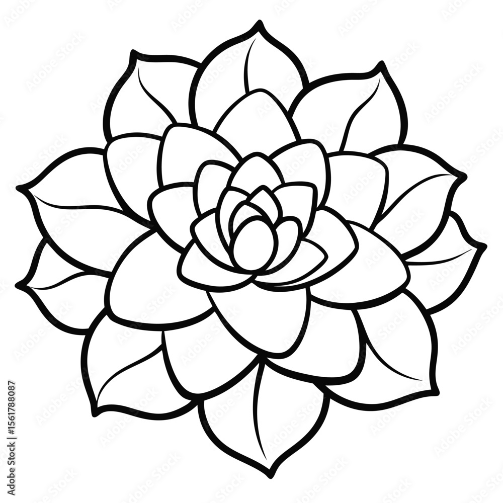 Fototapeta premium Simple black and white cartoon Flower coloring page for children