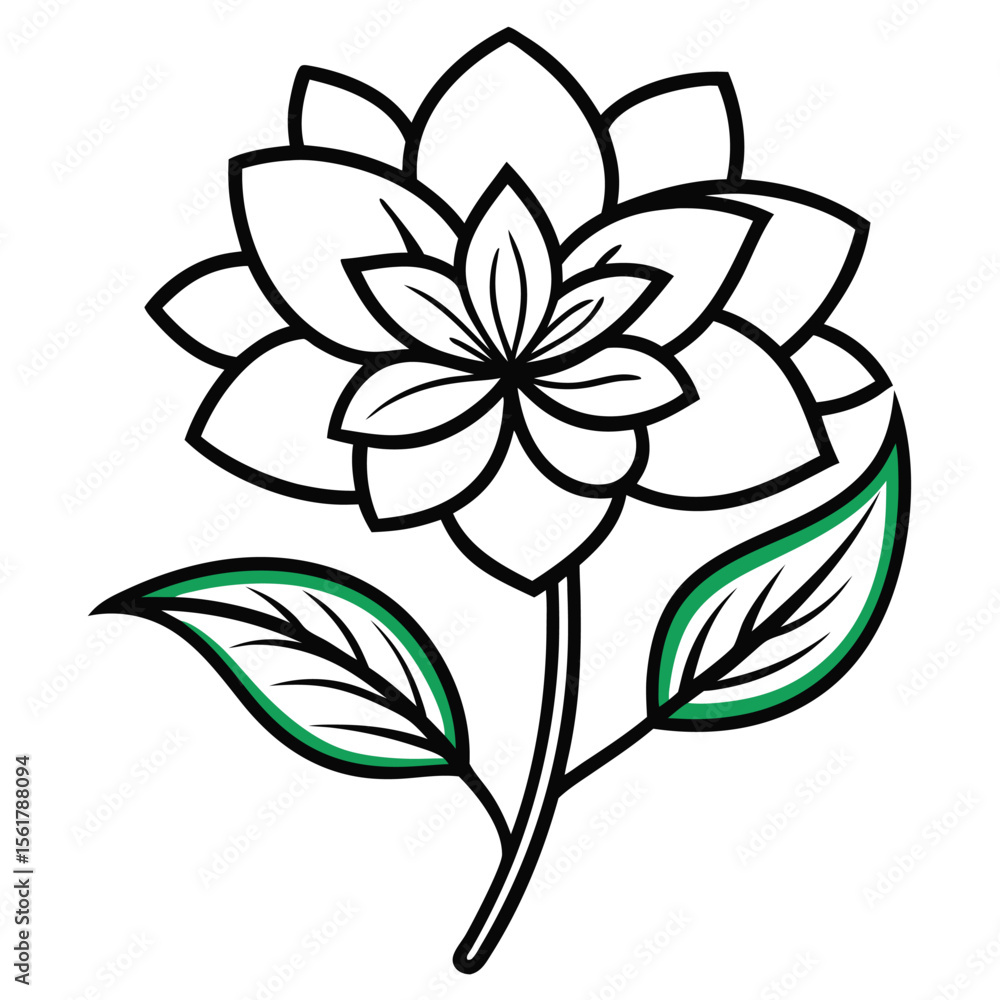 Simple black and white cartoon Flower coloring page for children Simple black and white cartoon Flower coloring page for children