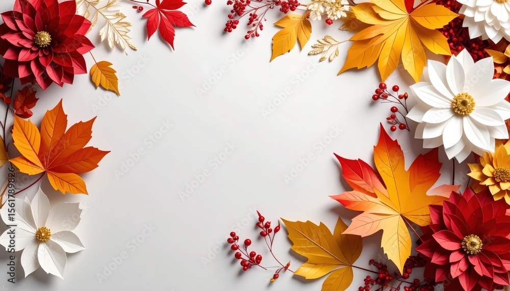 Obraz premium Autumn paper art display creative studio digital artwork indoor close-up seasonal design