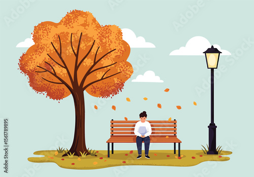 Autumnal Reflections Exploring Climate Psychology in a Serene Park Setting –  A Visual Representation of Environmental Well-being and Mental Health in the Fall Season